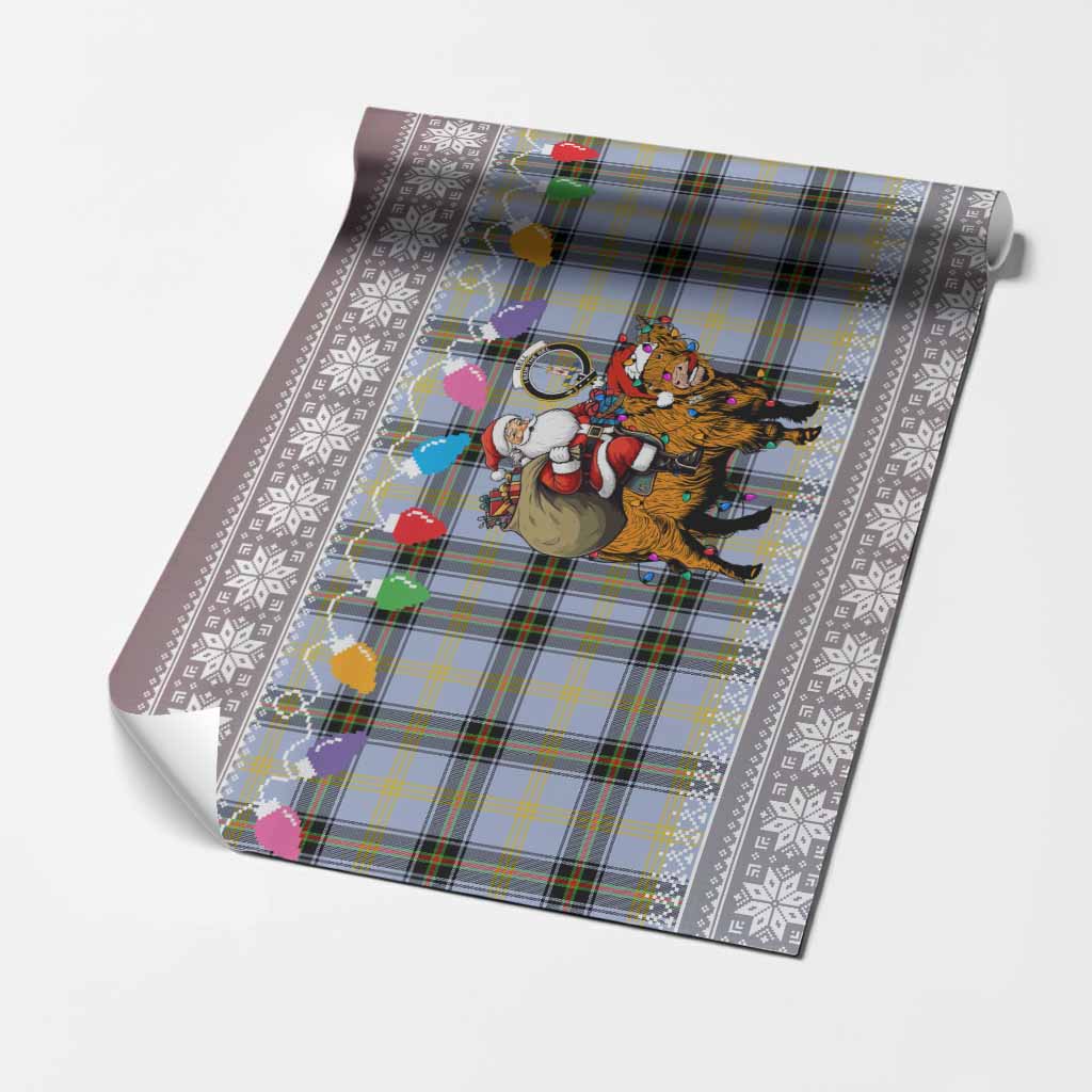 Bell Nollaig Chridheil Santa Highland Coo Tartan Wrapping Paper