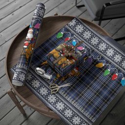 Clark (Clarke) Nollaig Chridheil Santa Highland Coo Tartan Wrapping Paper