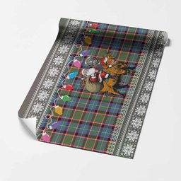 Glass Nollaig Chridheil Santa Highland Coo Tartan Wrapping Paper