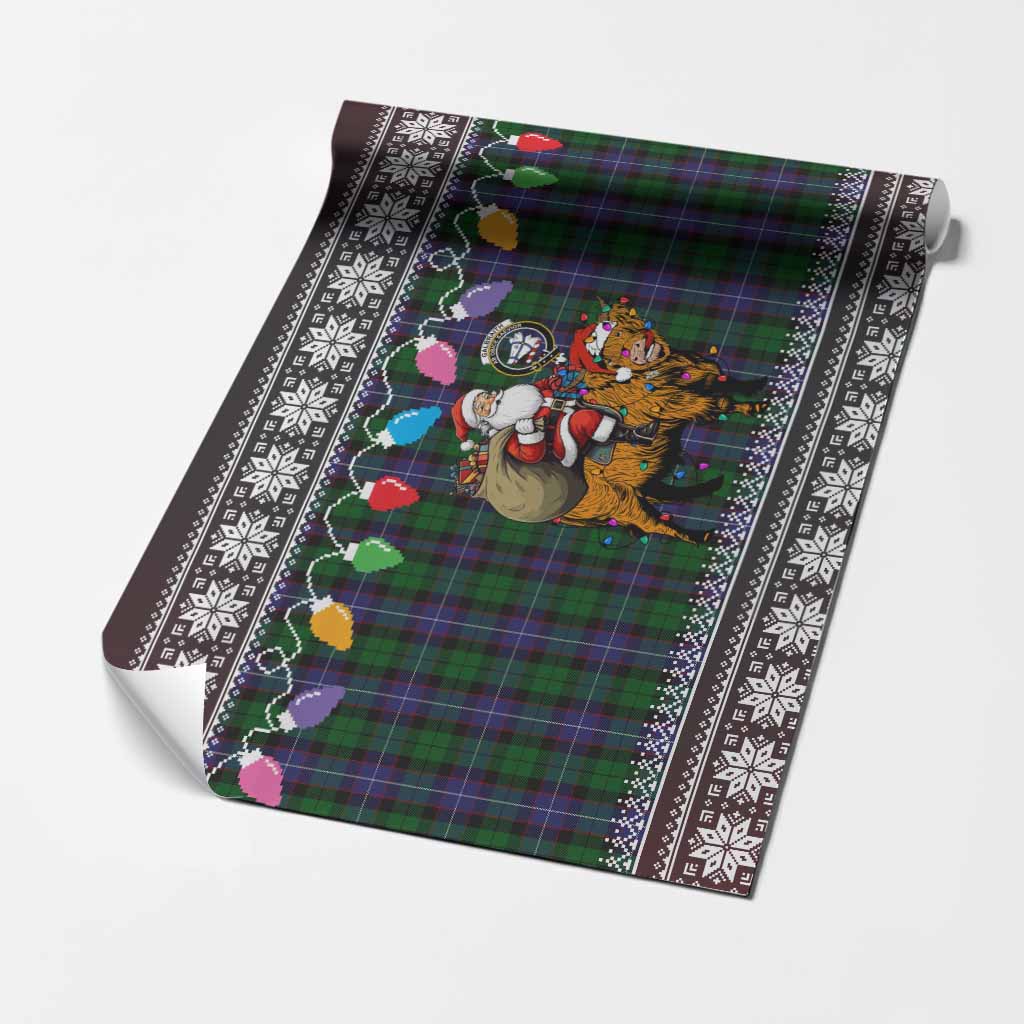 Galbraith Nollaig Chridheil Santa Highland Coo Tartan Wrapping Paper