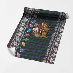 Galbraith Nollaig Chridheil Santa Highland Coo Tartan Wrapping Paper