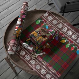 Grant Nollaig Chridheil Santa Highland Coo Tartan Wrapping Paper