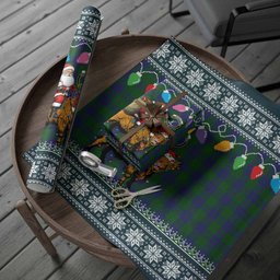 Barclay Nollaig Chridheil Santa Highland Coo Tartan Wrapping Paper