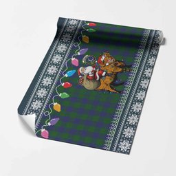 Barclay Nollaig Chridheil Santa Highland Coo Tartan Wrapping Paper