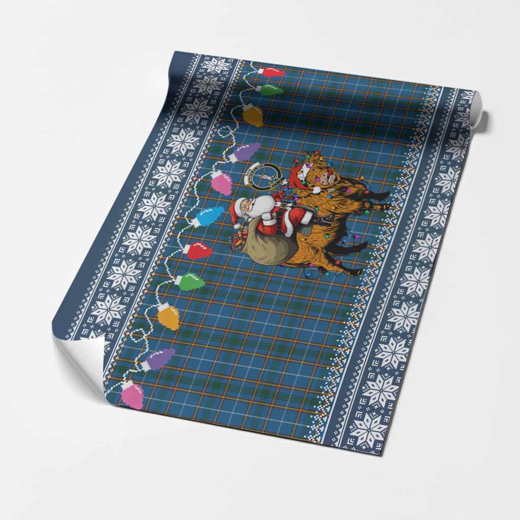 Bain Nollaig Chridheil Santa Highland Coo Tartan Wrapping Paper