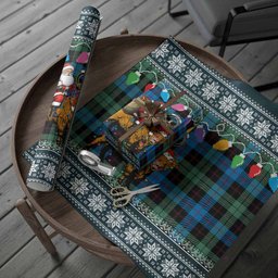 Guthrie Nollaig Chridheil Santa Highland Coo Tartan Wrapping Paper
