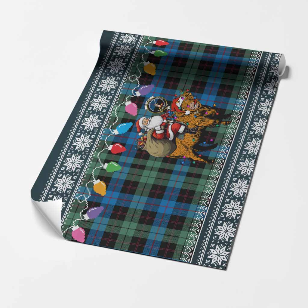 Guthrie Nollaig Chridheil Santa Highland Coo Tartan Wrapping Paper