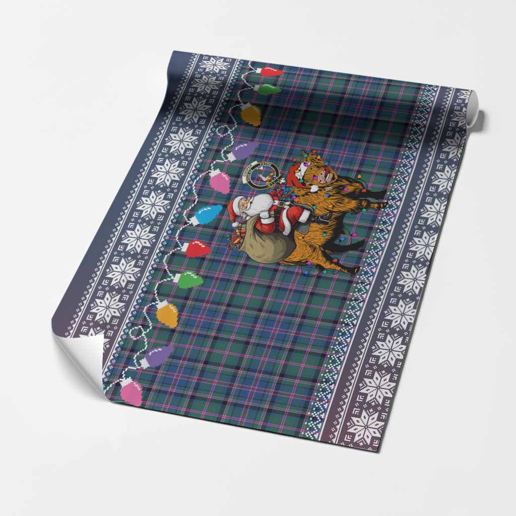 Cooper Nollaig Chridheil Santa Highland Coo Tartan Wrapping Paper