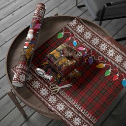 Brodie Nollaig Chridheil Santa Highland Coo Tartan Wrapping Paper