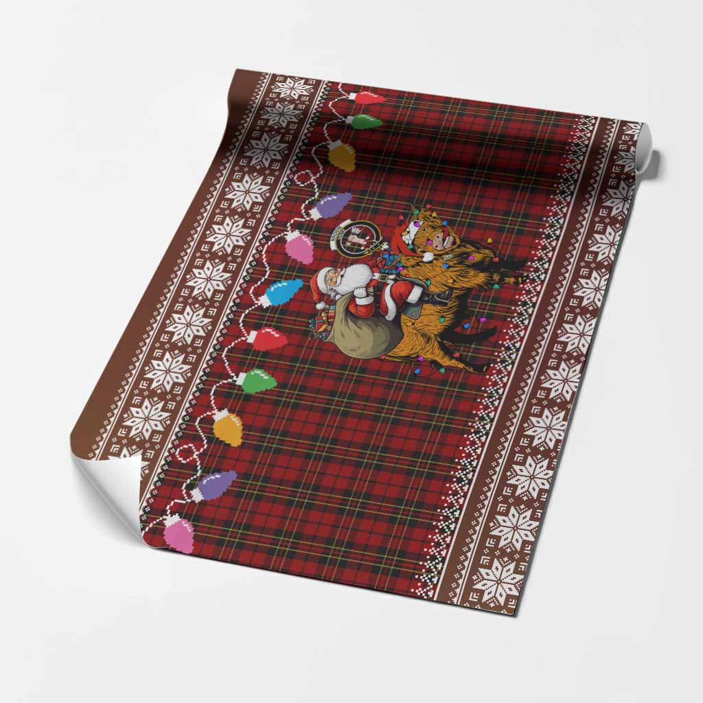 Brodie Nollaig Chridheil Santa Highland Coo Tartan Wrapping Paper
