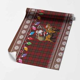 Brodie Nollaig Chridheil Santa Highland Coo Tartan Wrapping Paper