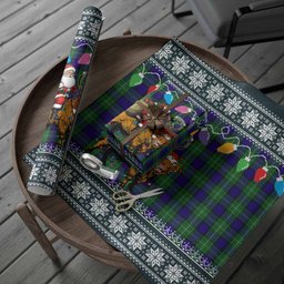 Alexander Nollaig Chridheil Santa Highland Coo Tartan Wrapping Paper