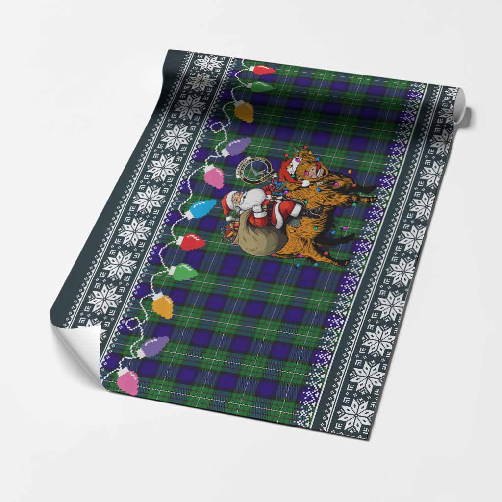 Alexander Nollaig Chridheil Santa Highland Coo Tartan Wrapping Paper