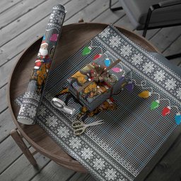 Gladstone (Gladstanes) Nollaig Chridheil Santa Highland Coo Tartan Wrapping Paper