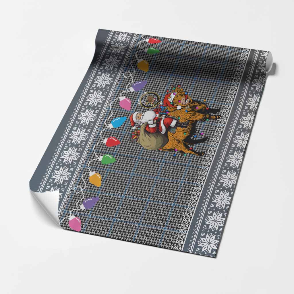 Gladstone (Gladstanes) Nollaig Chridheil Santa Highland Coo Tartan Wrapping Paper