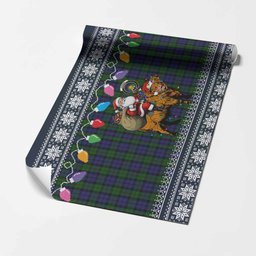 Dundas Nollaig Chridheil Santa Highland Coo Tartan Wrapping Paper
