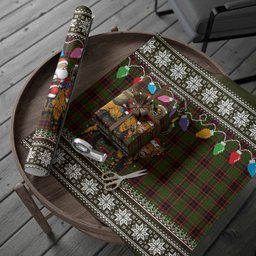 Buchan Nollaig Chridheil Santa Highland Coo Tartan Wrapping Paper