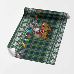 Purves Nollaig Chridheil Santa Highland Coo Tartan Wrapping Paper