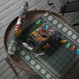 Adam Nollaig Chridheil Santa Highland Coo Tartan Wrapping Paper