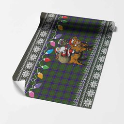 Adam Nollaig Chridheil Santa Highland Coo Tartan Wrapping Paper