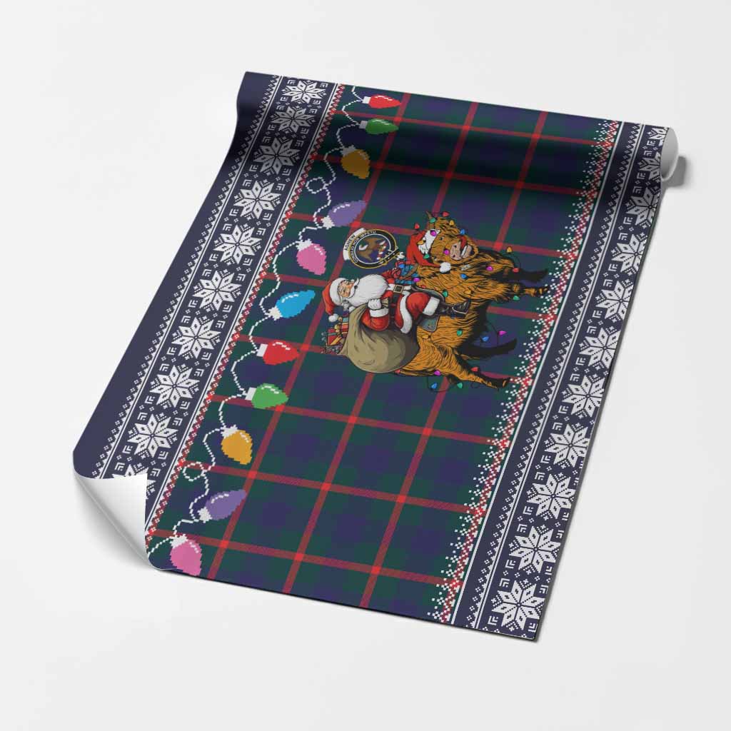 Agnew Nollaig Chridheil Santa Highland Coo Tartan Wrapping Paper