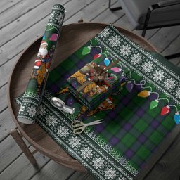 Armstrong Nollaig Chridheil Santa Highland Coo Tartan Wrapping Paper