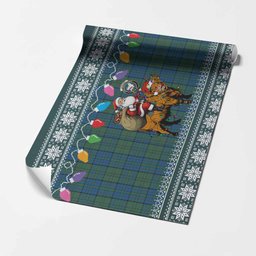 Lockhart Nollaig Chridheil Santa Highland Coo Tartan Wrapping Paper
