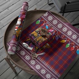 Hamilton Nollaig Chridheil Santa Highland Coo Tartan Wrapping Paper
