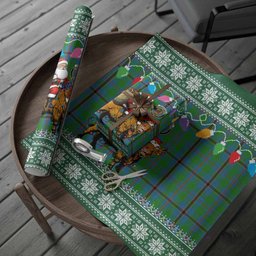 Snodgrass Nollaig Chridheil Santa Highland Coo Tartan Wrapping Paper
