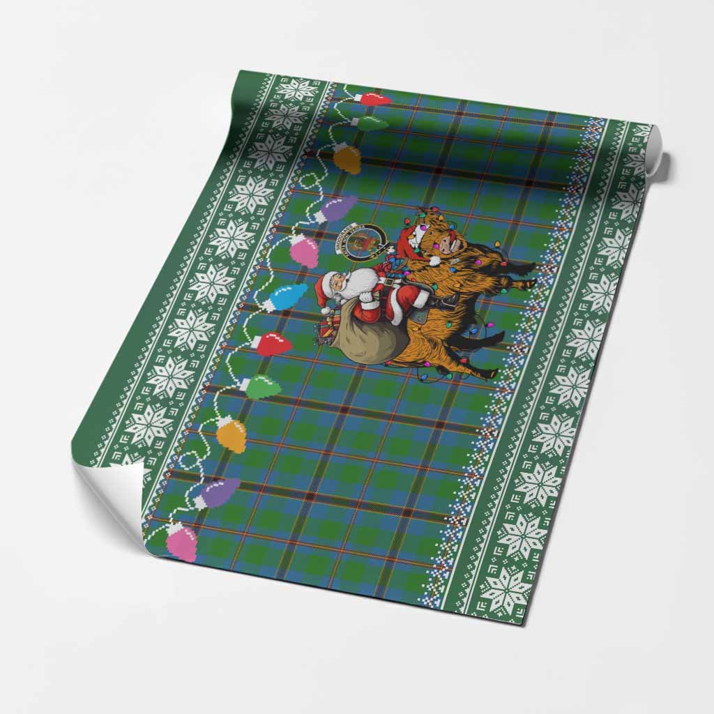 Snodgrass Nollaig Chridheil Santa Highland Coo Tartan Wrapping Paper