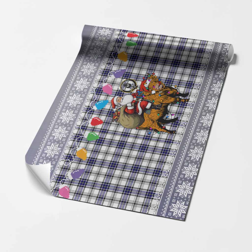 Hannay Nollaig Chridheil Santa Highland Coo Tartan Wrapping Paper