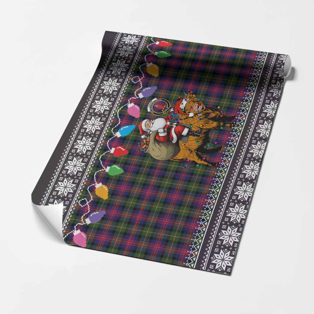 Logan Nollaig Chridheil Santa Highland Coo Tartan Wrapping Paper