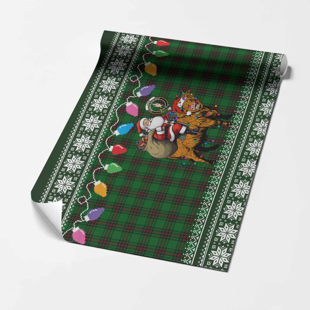 Logie Nollaig Chridheil Santa Highland Coo Tartan Wrapping Paper