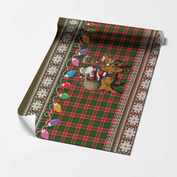Pollock Nollaig Chridheil Santa Highland Coo Tartan Wrapping Paper