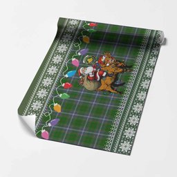 Pringle Nollaig Chridheil Santa Highland Coo Tartan Wrapping Paper