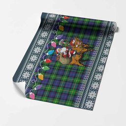 Meldrum Nollaig Chridheil Santa Highland Coo Tartan Wrapping Paper