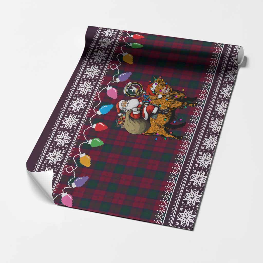 Lindsay Nollaig Chridheil Santa Highland Coo Tartan Wrapping Paper