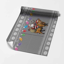 Shepherd Nollaig Chridheil Santa Highland Coo Tartan Wrapping Paper