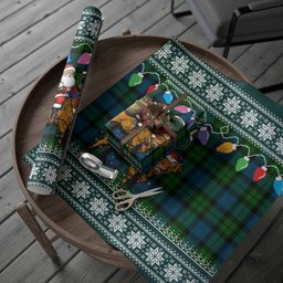 MacKie (McKie) Nollaig Chridheil Santa Highland Coo Tartan Wrapping Paper