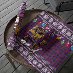 Montgomery Nollaig Chridheil Santa Highland Coo Tartan Wrapping Paper