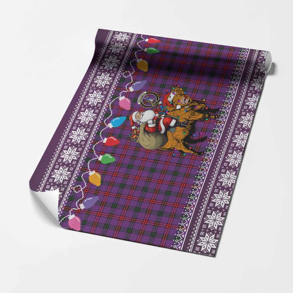 Montgomery Nollaig Chridheil Santa Highland Coo Tartan Wrapping Paper