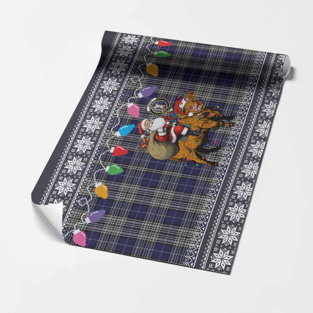 Napier Nollaig Chridheil Santa Highland Coo Tartan Wrapping Paper