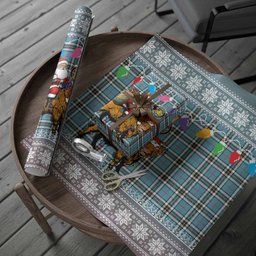 Thompson (Thomson) Nollaig Chridheil Santa Highland Coo Tartan Wrapping Paper