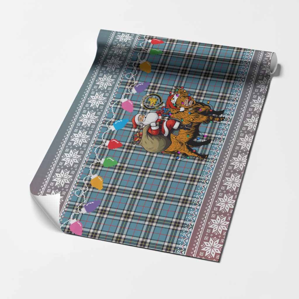 Thompson (Thomson) Nollaig Chridheil Santa Highland Coo Tartan Wrapping Paper