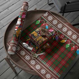 Nesbitt (Nisbet) Nollaig Chridheil Santa Highland Coo Tartan Wrapping Paper