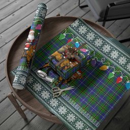 Turnbull Nollaig Chridheil Santa Highland Coo Tartan Wrapping Paper
