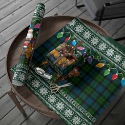MacKay (McKay) Nollaig Chridheil Santa Highland Coo Tartan Wrapping Paper