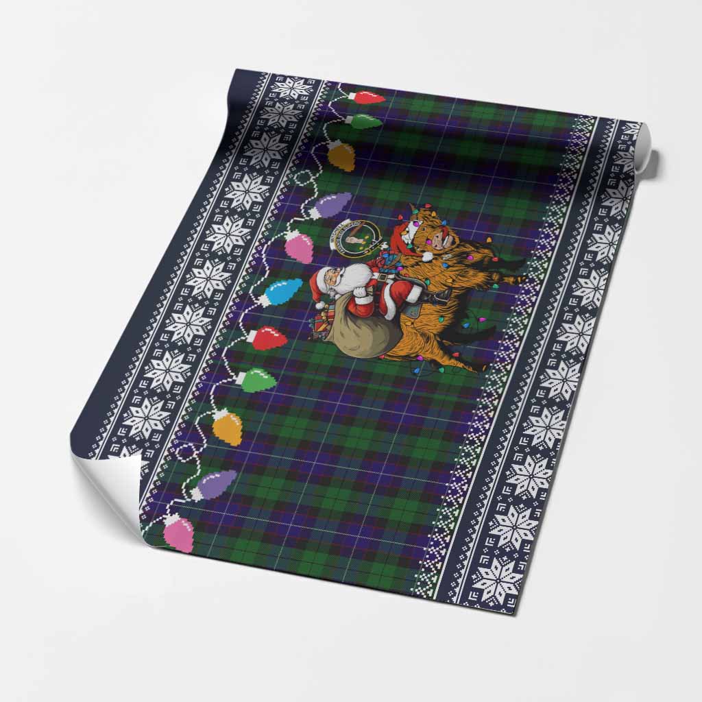 Mitchell Nollaig Chridheil Santa Highland Coo Tartan Wrapping Paper