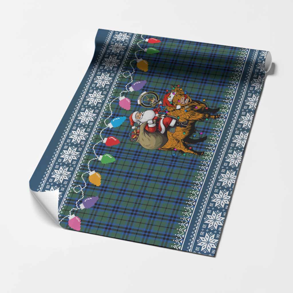 Keith Nollaig Chridheil Santa Highland Coo Tartan Wrapping Paper