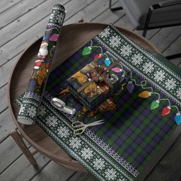 Murray Nollaig Chridheil Santa Highland Coo Tartan Wrapping Paper